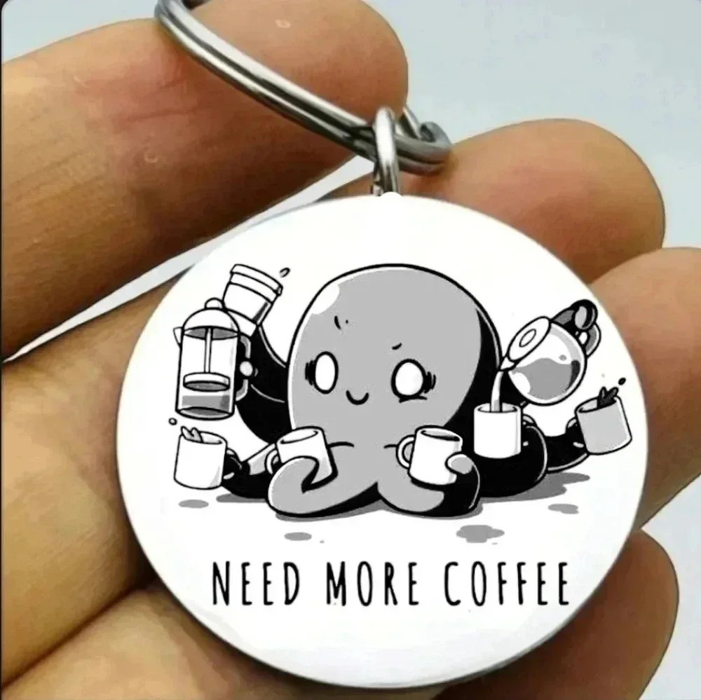 8 hands octopus hot coffee time Keychain